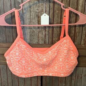Women’s Lucy Geo Aztec Coral Scoop Neck Adjustable Neon Athletic Sports Bra